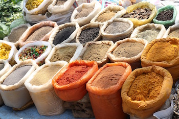 Spices, including turmeric, black pepper, 